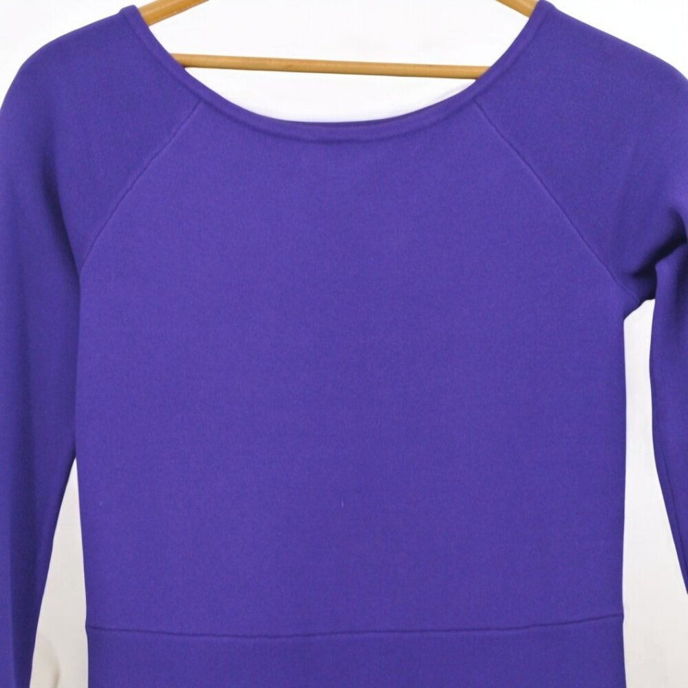 Ann Taylor Long Sleeve Boat Neck Purple Dress Worn Once - Picture 3 of 8